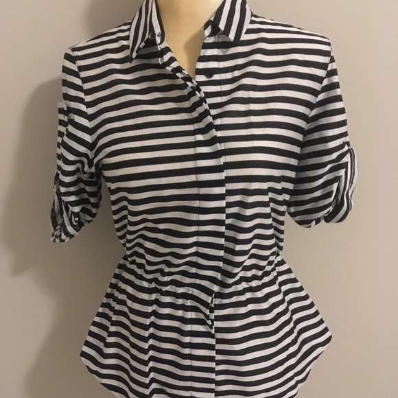 Akris Punto Tops - Sold..Akris Punto Black White Striped Shirt Size 8